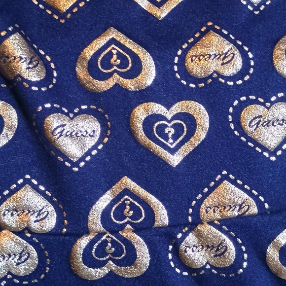 GUESS/Dress/Girls Large 6X/Gold & White/Heart Print Short Sleeve Casual Fashion - Picture 2 of 11